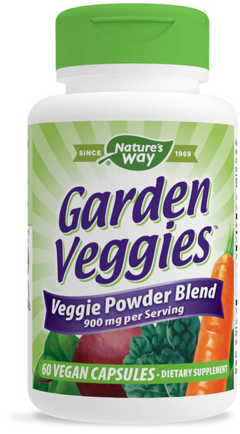 Nature'S Way Daily Garden Veggies, Veggie Powder Blend, 900Mg Per 2-Capsule Serving, 60 Capsules
