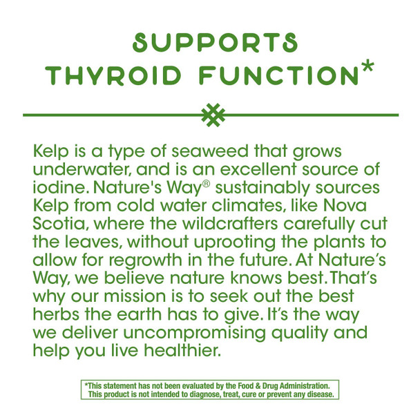 Nature'S Way Kelp Supports Thyroid Function* Non-Gmo Sustainably Sourced Vegan 180 Capsules