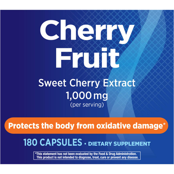 Nature'S Way Cherry Fruit, Sweet Cherry Extract, Supports Antioxidant Pathways*, 1,000 Mg Per Serving, 180 Capsules