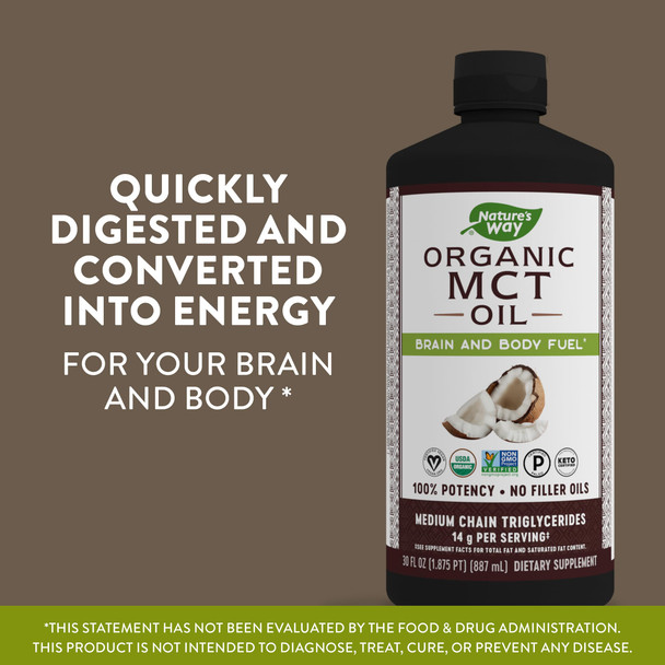 Nature'S Way Mct Oil, Brain And Body Fuel From Coconuts*; Keto Paleo Certified, Organic, Gluten Free, Non-Gmo Project Verified, 30 Fl. Oz.