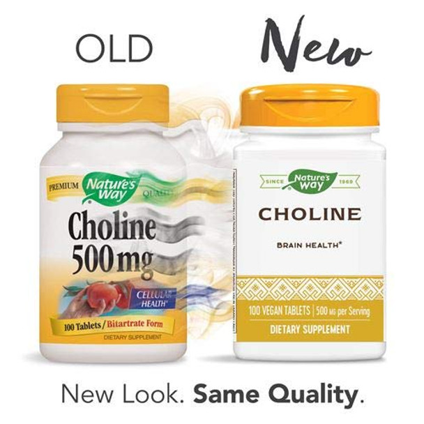 Nature'S Way Choline, 500 Mg, 100 Tablets, Pack Of 2