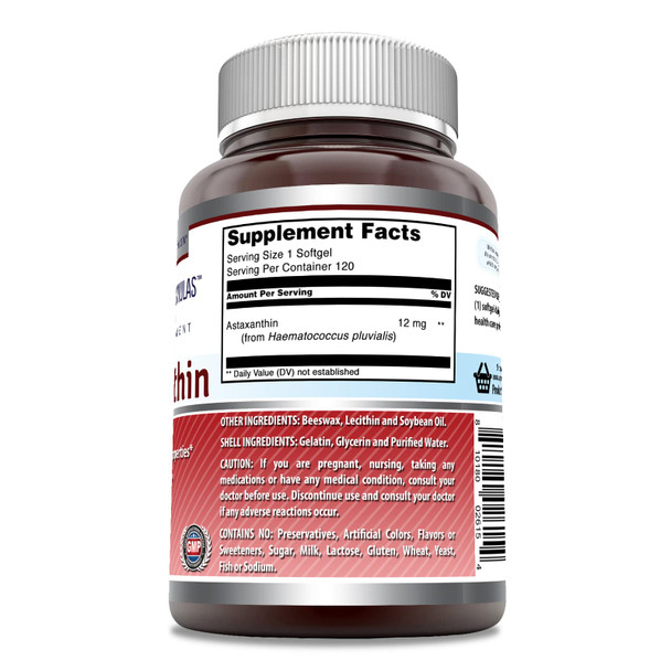 Amazing Formulas Astaxanthin 12Mg 120 Softgels Supplement | Non-Gmo | Gluten Free