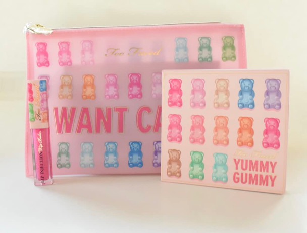 Too Faced Yummy Gummy Makeup Set:: Face And Eye Palette, And Lip Injection Lip Balm
