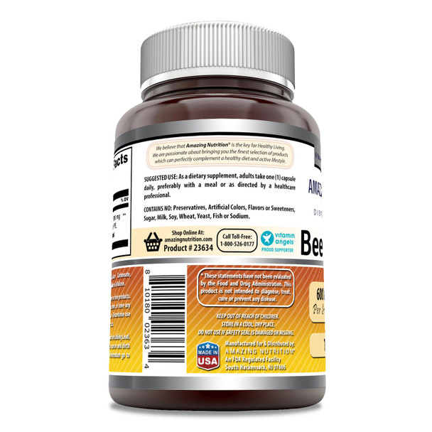 Amazing Formulas Bee Propolis Supplement | 600 Mg Per Serving | 120 Capsules | Non-Gmo | Gluten Free | Made In Usa