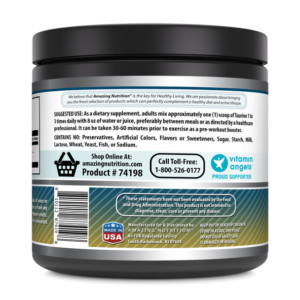 Amazing Formulas Taurine Powder Supplement | Non-Gmo | Gluten Free | Made In Usa (1 Lb | 454 Grams)