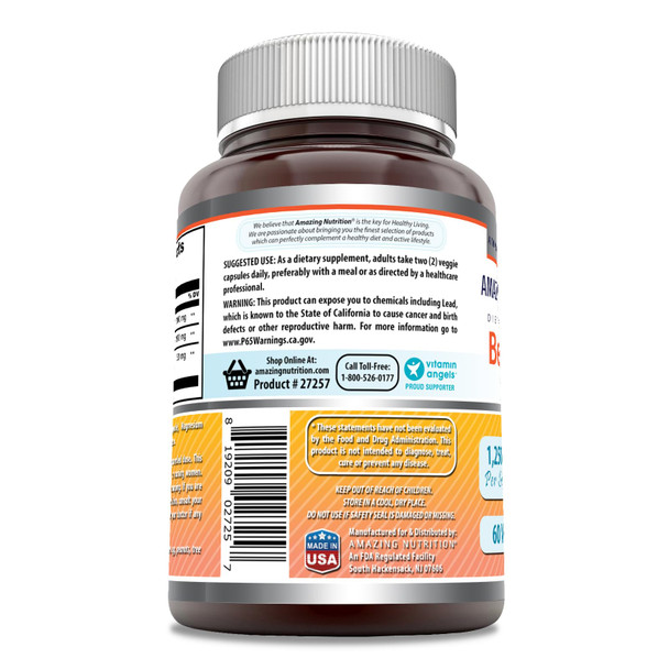 Amazing Formulas Berberine Complex Supplement | 1250 Mg Per Serving | 60 Veggie Capsules | Non-Gmo | Gluten-Free | Made In Usa