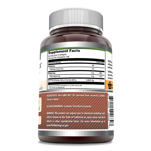 Amazing Formulas Mct Oil Supplement | 1000 Mg Per Serving | 300 Softgels | Non-Gmo | Gluten-Free | Made In Usa