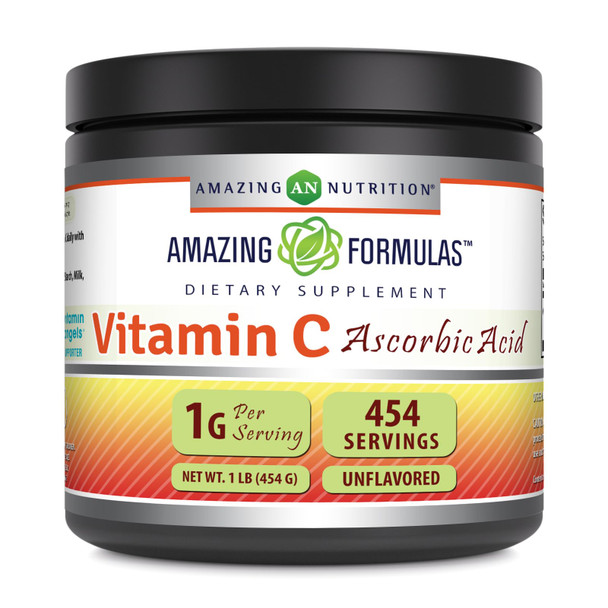 Amazing Formulas Vitamin C Supplement (Non-Gmo, Vegan) - Promotes Immune Function* - Supports Healthy Aging* - Supports Overall Health & Well-Being* (Powder, 1 Lb)