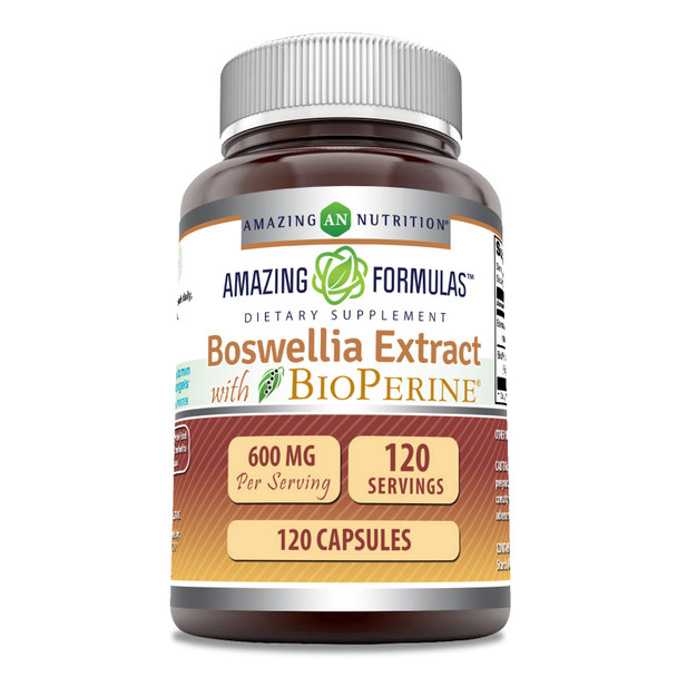 Amazing Formulas Boswellia Extract With Bioperine 600Mg 120 Capsules Supplement | Non-Gmo | Gluten Free | Made In Usa