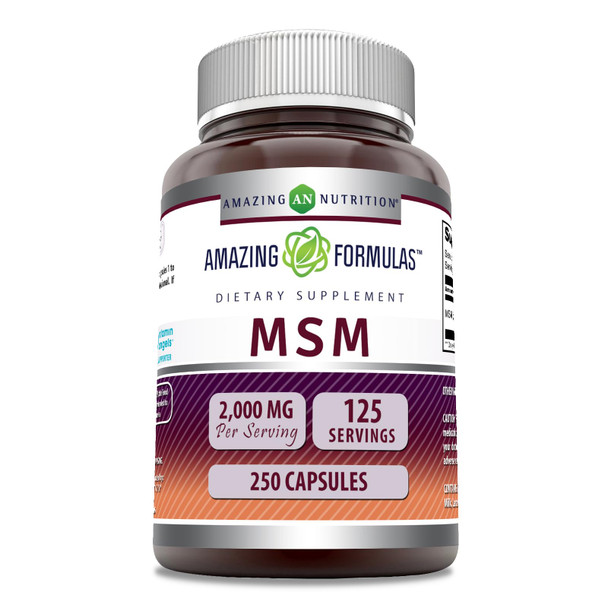 Amazing Formulas Msm (Methylsulfonylmethane) Supplement | 2000 Mg Per Serving | Capsules | Non-Gmo | Gluten Free | Made In Usa (250 Count)