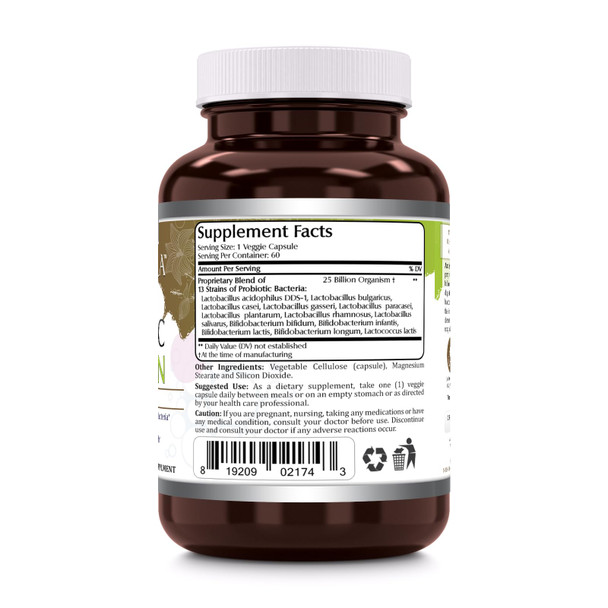 Amazing Flora Probiotic 13 Best Probiotics Strains | 25 Billion | 60 Veggie Capsules Supplement | Non-Gmo | Gluten Free | Suitable For Vegetarians | Made In Usa