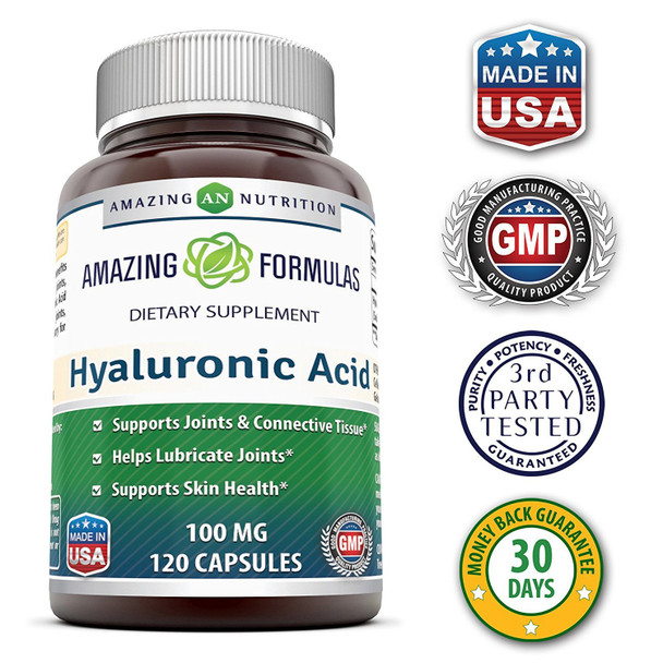 Amazing Formulas Hyaluronic Acid 100 Mg Capsules Supplement | Non-Gmo | Gluten Free | Made In Usa (2 Pack, 120, Count)