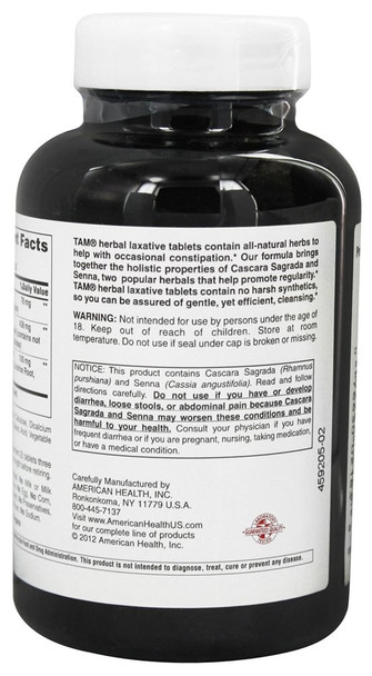 American Health Tam, Herbal Laxative, 250 Tablets