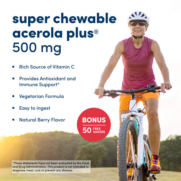 American Health Super Acerola Plus Chewable Wafers, 500 Mg, Berry, 300 Count