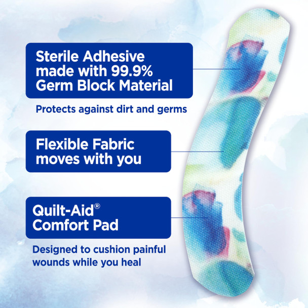 Band-Aid Brand Flexible Fabric Bandages, Water Color, Assorted, 30 Ct