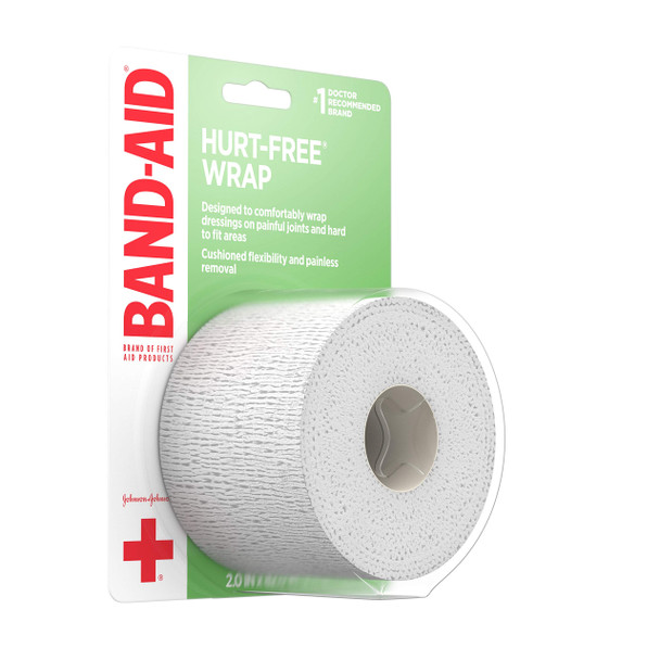 Band-Aid Brand Of First Aid Products Hurt-Free Self-Adherent Elastic Wound Wrap For Securing Dressings On Post-Surgical Wounds, Joints, Or Other Hard-To-Fit Areas, 2 In By 2.3 Yd