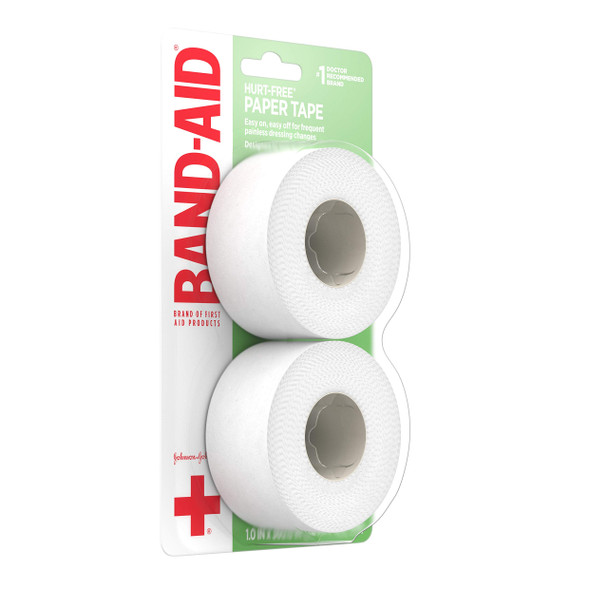 Band-Aid Brand Of First Aid Products Hurt-Free Medical Adhesive Paper Tape For Wound Care, Secure Bandages, Gauze & Wound Dressings, Easy Tear, Non-Irritating, 1 Inch By 10 Yards, 2 Ct