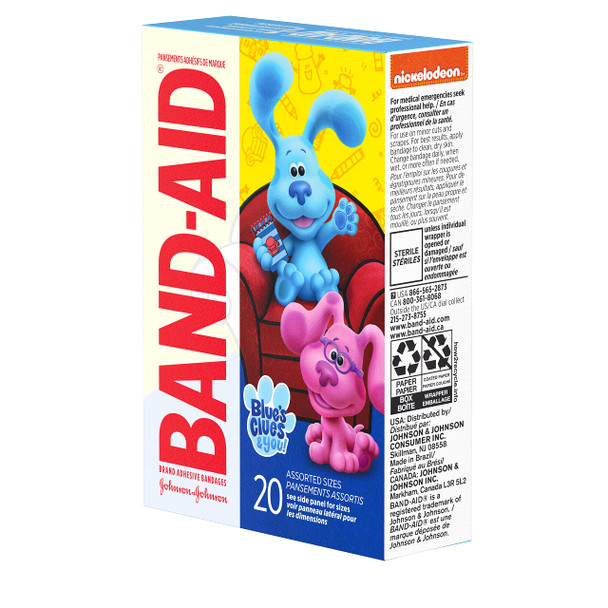 Band-Aid Brand Adhesive Bandages For Kids, Nickelodeon Blue'S Clues & You, 20 Ct
