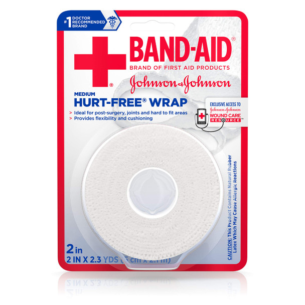 Band-Aid Brand Of First Aid Products Hurt-Free Self-Adherent Wound Wrap For Securing Dressings On Post-Surgical Wounds, Joints, Or Other Hard-To-Fit Areas, 2 In By 2.3 Yd (Pack Of 2)