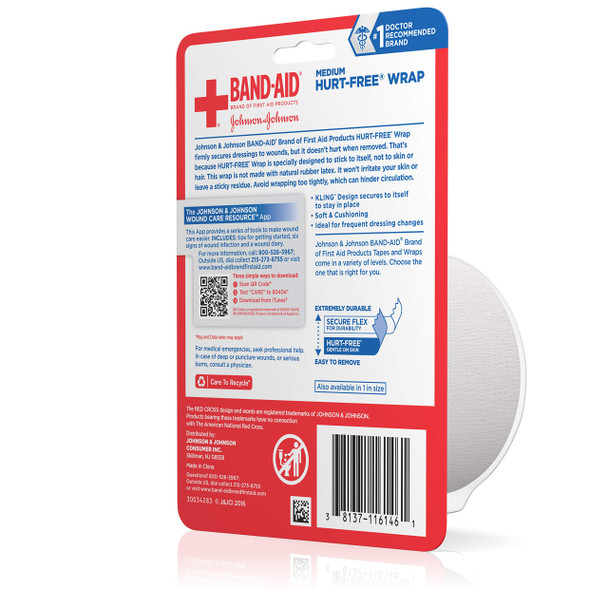 Band-Aid Brand Of First Aid Products Hurt-Free Self-Adherent Wound Wrap For Securing Dressings On Post-Surgical Wounds, Joints, Or Other Hard-To-Fit Areas, 2 In By 2.3 Yd (Pack Of 2)