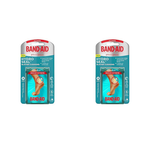 Band-Aid Brand Hydro Seal Blister Cushion Bandages, Waterproof Adhesive Pads, Medium, 5 Ct (Pack Of 2)