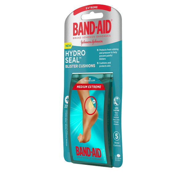 Band-Aid Brand Hydro Seal Blister Cushion Bandages, Waterproof Adhesive Pads, Medium, 5 Ct (Pack Of 2)