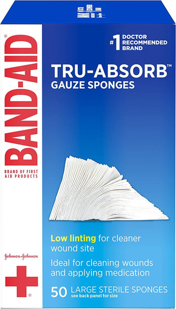 Band-Aid Brand Tru-Absorb Gauze Sponges 4X4In, 50 Count