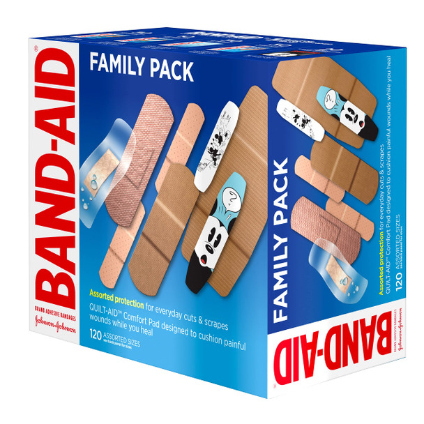 Band-Aid Brand Adhesive Bandage Family Variety Pack In Assorted Sizes Including Water Block, Sport Strip, Tough Strips, Flexible Fabric And Disney Bandages For First Aid And Wound Care, 120 Ct