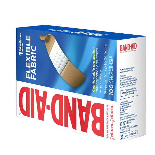 Band-Aid Flexible Fabric Adhesive Bandages 3/4 Inch X 3 Inches 100 Count (Pack Of 4)