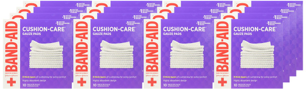 Band-Aid Brand Cushion Care Non-Stick Gauze Pads Individually-Wrapped, Medium 3 In X 3 Inch, 10 Count (Pack Of 24)