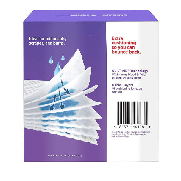 Johnson & Johnson Band-Aid First Aid Gauze Pads 4 Inches X 4 Inches 25 Each (Pack Of 7)