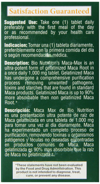 Bio Nutrition Macca Max Once Daily Tabs, 30 Count