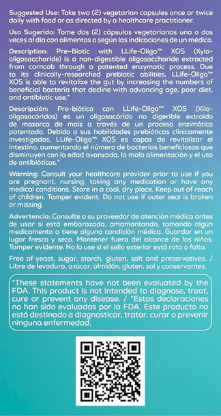 Bio Nutrition Inc Pre-Biotic Fiber - Llife-Oligo - 1400 Mg - 60 Vegetarian Capsules - Gluten Free - Improves Gut Health - Clinically Tested By