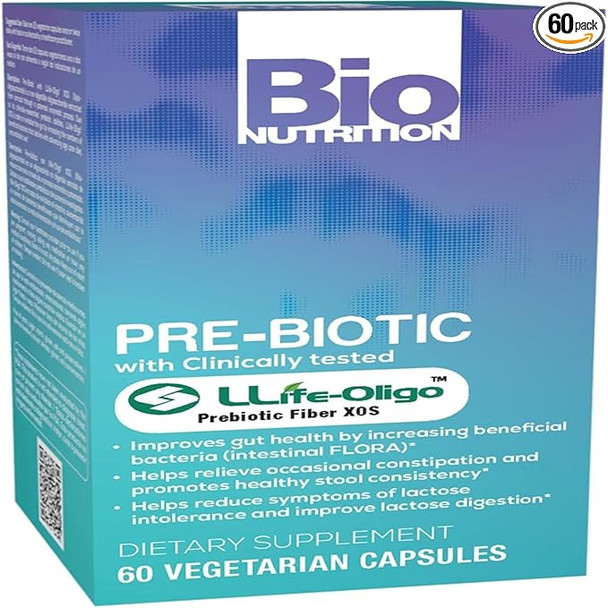 Bio Nutrition Inc Pre-Biotic Fiber - Llife-Oligo - 1400 Mg - 60 Vegetarian Capsules - Gluten Free - Improves Gut Health - Clinically Tested By