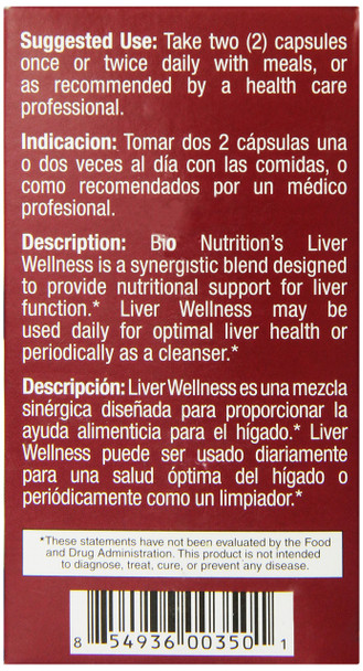 Bio Nutrition Liver Wellness Vegi-Caps, 60 Count