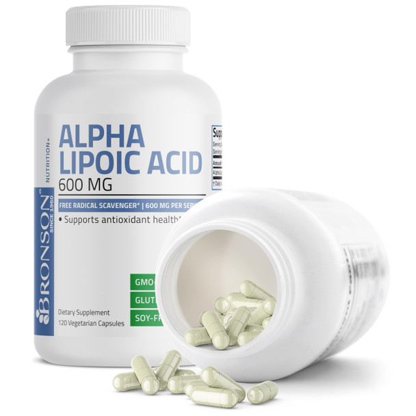 Bronson Alpha Lipoic Acid 600 Mg Free Radical Scavenger Supports Antioxidant Health - Non-Gmo, 120 Vegetarian Capsules (60 Servings)