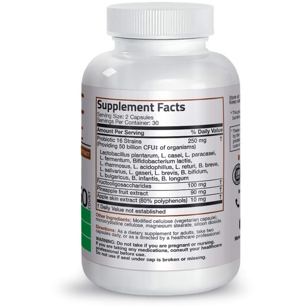 Bronson Probiotic 50 Billion Cfu + Prebiotic With Apple Polyphenols & Pineapple Fruit Extrac Antarctic Krill Oil 1000 Mg With Omega-3S Epa Dha