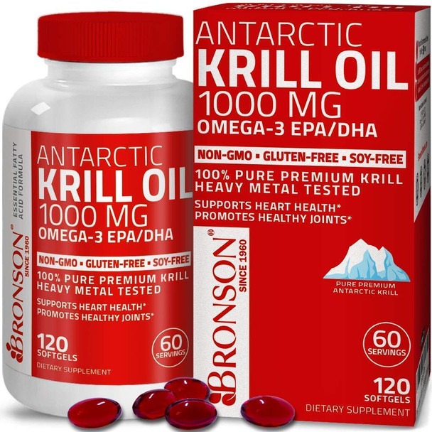 Turmeric Curcumin With Bioperine High Potency Premium Joint Support + Bronson Antarctic Krill Oil 1000 Mg With Omega-3S Epa, Dha