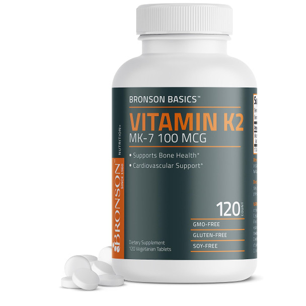 Bronson Vitamin K2 Mk-7 100 Mcg, K2 As Mk7 Menaquinone, Bone Support Non-Gmo, 120 Tablets