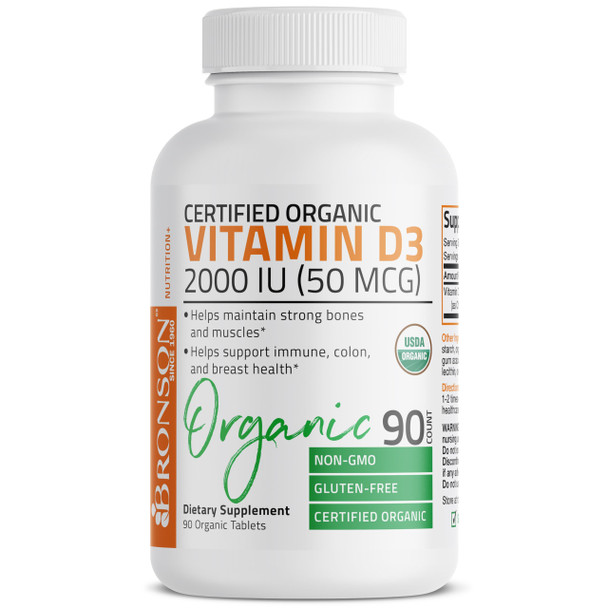 Bronson Vitamin D3 2,000 Iu For Immune Support, Healthy Muscle Function & Bone Health, High Potency Organic Non-Gmo Vitamin D Supplement, 90 Tablets