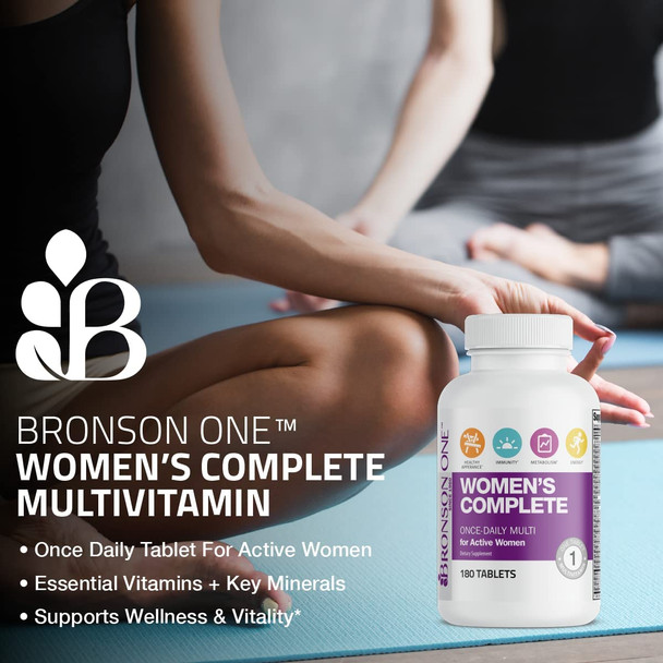 Bronson One Daily Women’S Complete Multivitamin Multimineral Once-Daily Multi For Active Women, 180 Tablets