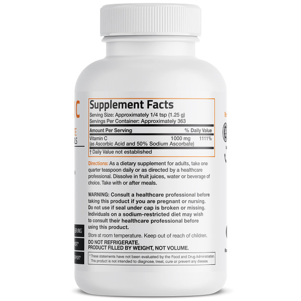 Buffered Vitamin C Powder Ascorbic Acid Buffered With Sodium Ascorbate Soluble Fine Crystals – Promotes Healthy Immune System And Cell Protection – Powerful Antioxidant - 1 Pound (16 Ounces)