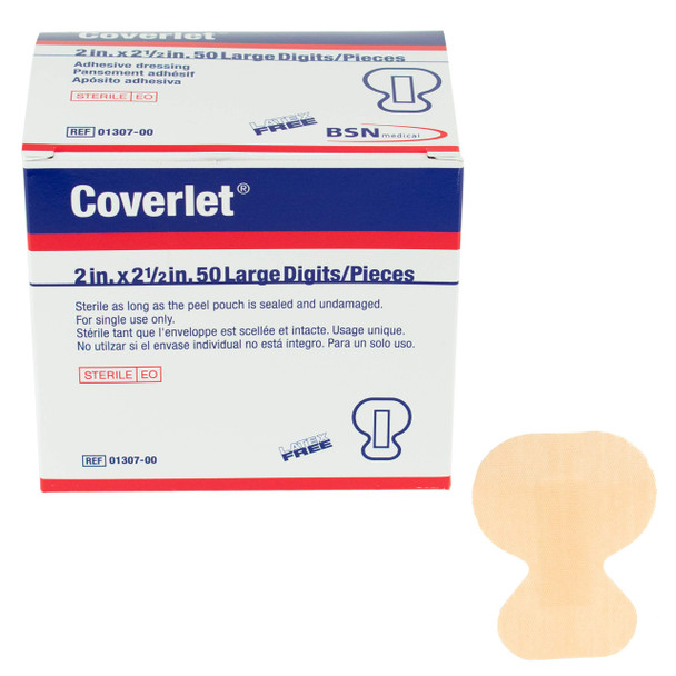 Bsn Medical Coverlet Bandages And Dressings, Fingertip, 2" X 2 1/2", Box Of 50