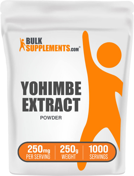 Bulksupplements.Com Yohimbe Extract Powder - Yohimbe Bark Extract, Yohimbe Supplements For Men & Women, Yohimbe Bark Powder - Herbal Supplement, Gluten Free, 250Mg Per Serving, 250G (8.8 Oz)