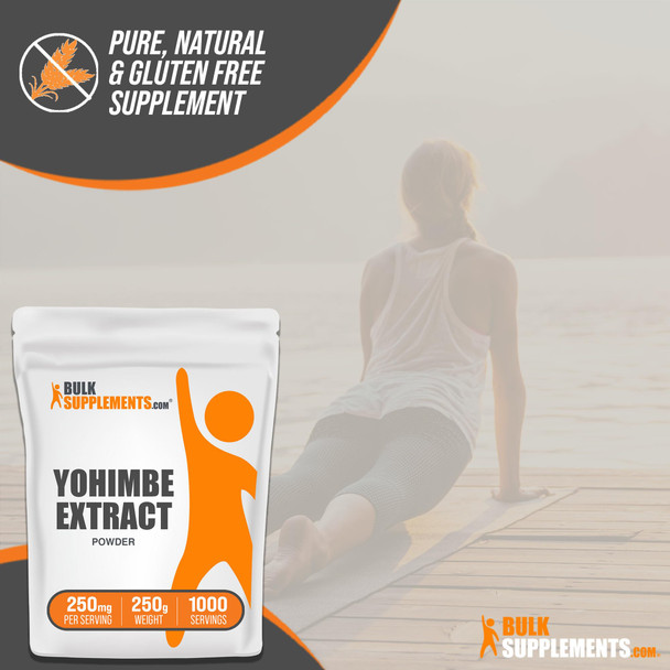 Bulksupplements.Com Yohimbe Extract Powder - Yohimbe Bark Extract, Yohimbe Supplements For Men & Women, Yohimbe Bark Powder - Herbal Supplement, Gluten Free, 250Mg Per Serving, 250G (8.8 Oz)