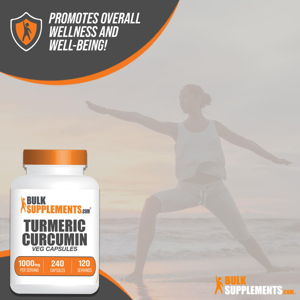 Bulksupplements.Com Turmeric Extract Capsules - Curcumin Supplements, Turmeric Curcumin 1000Mg, Turmeric Supplement - 2 Turmeric Capsules Per Serving, Vegan & Gluten Free, 240 Veg Capsules