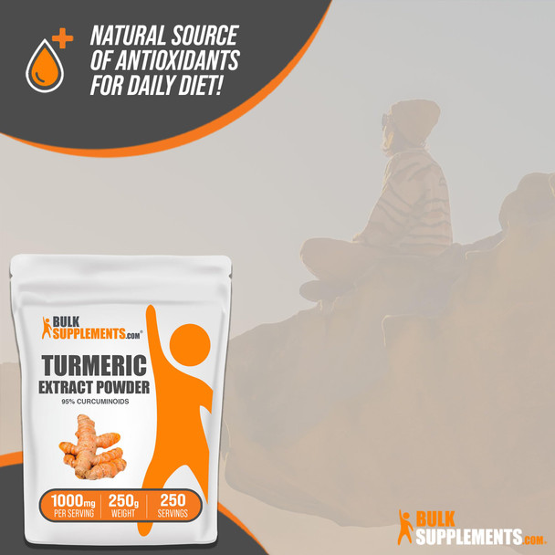 Bulksupplements.Com Turmeric Extract Powder - Curcumin Supplements 1000Mg, Turmeric Curcumin Powder, Turmeric Powder - Turmeric Root Powder, Gluten Free, 1000Mg Per Serving, 250G (8.8 Oz)