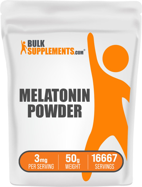 Bulksupplements.Com Melatonin Powder - Melatonin Sleep Supplement, Melatonin For Adults, Melatonin 3 Mg - Vegan Melatonin, Pure & Gluten Free, 3Mg Per Serving, 50G (1.8 Oz)