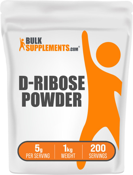 Bulksupplements.Com D-Ribose Powder - Dietary Supplement For Energy & Muscle Support - Unflavored - 5G (5000Mg) Per Serving, 200 Servings (1 Kilogram - 2.2 Lbs)