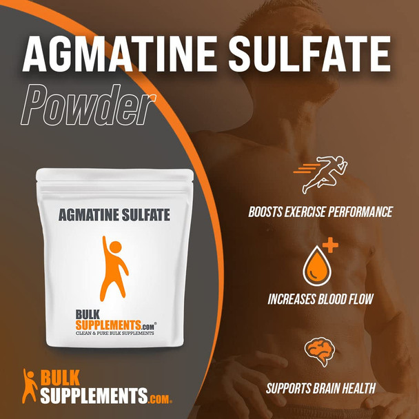 Bulksupplements.Com Agmatine Sulfate Powder - Supplement For Nitric Oxide Production - Unflavored, Gluten Free - 1000Mg Per Serving, 100 Servings (100 Grams - 3.5 Oz)